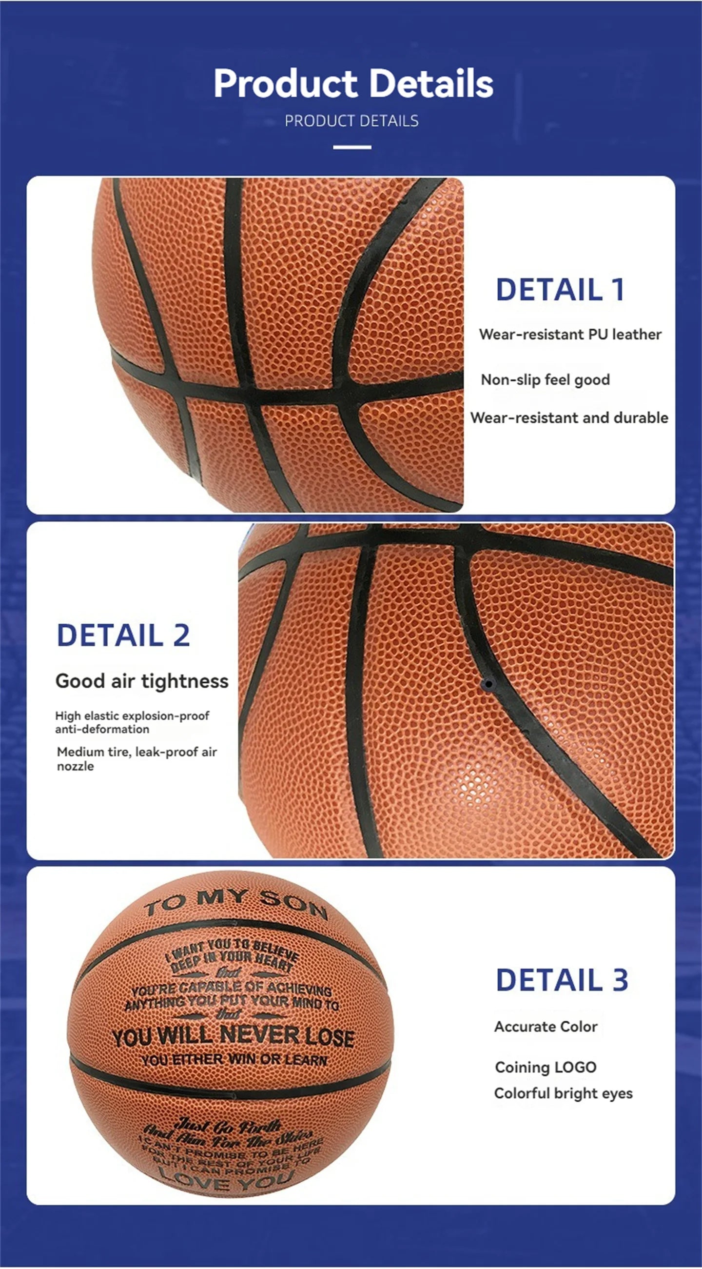 Engraved Basketball for Son/Grandson (Brown)