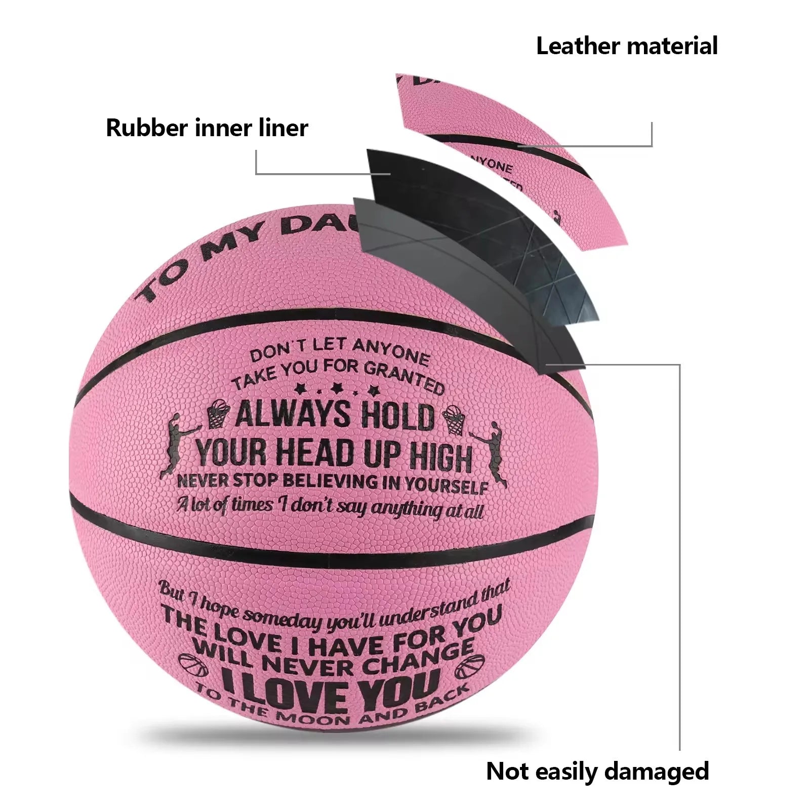 Engraved Basketball for Daughter (Pink)
